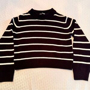 H&M Kids Black White Striped Knit Sweater 8–10 Crewneck Pullover